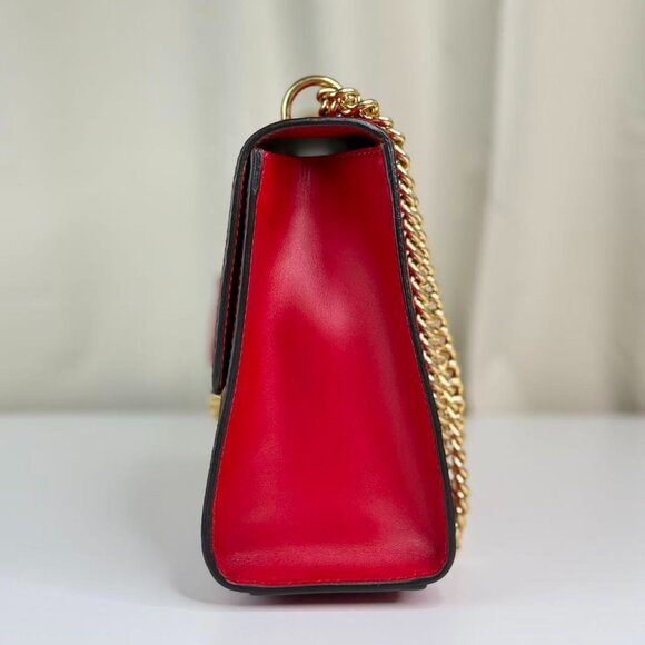Gucci GG Logo Red Leather Printed Large Padlock Shoulder Bag with Gold Hardware - Picture 3 of 10